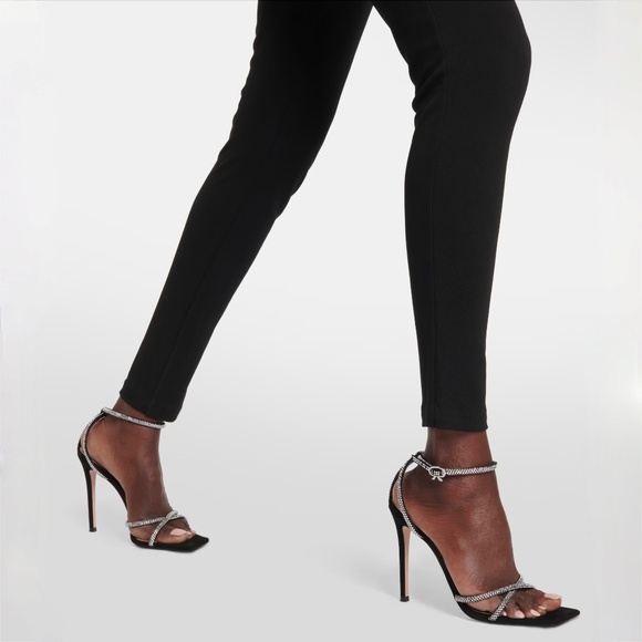 Gianvito Rossi Black Crystal Embellished 120mm Suede Sandals US8.5 NEW - Picture 3 of 11